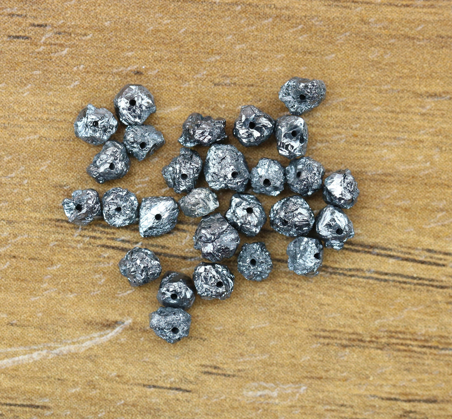 Black Rough Drilled Raw Diamonds For Necklace & BraceletsFor Gold Ring Diamonds