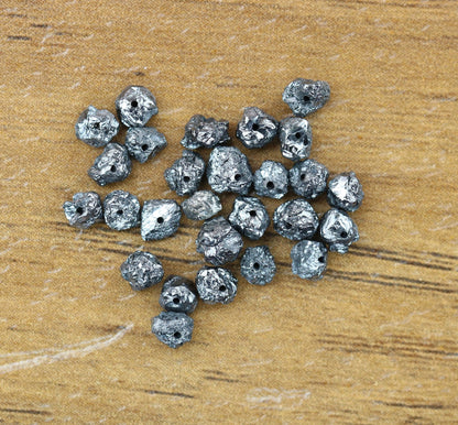 Black Rough Drilled Raw Diamonds For Necklace & BraceletsFor Gold Ring Diamonds