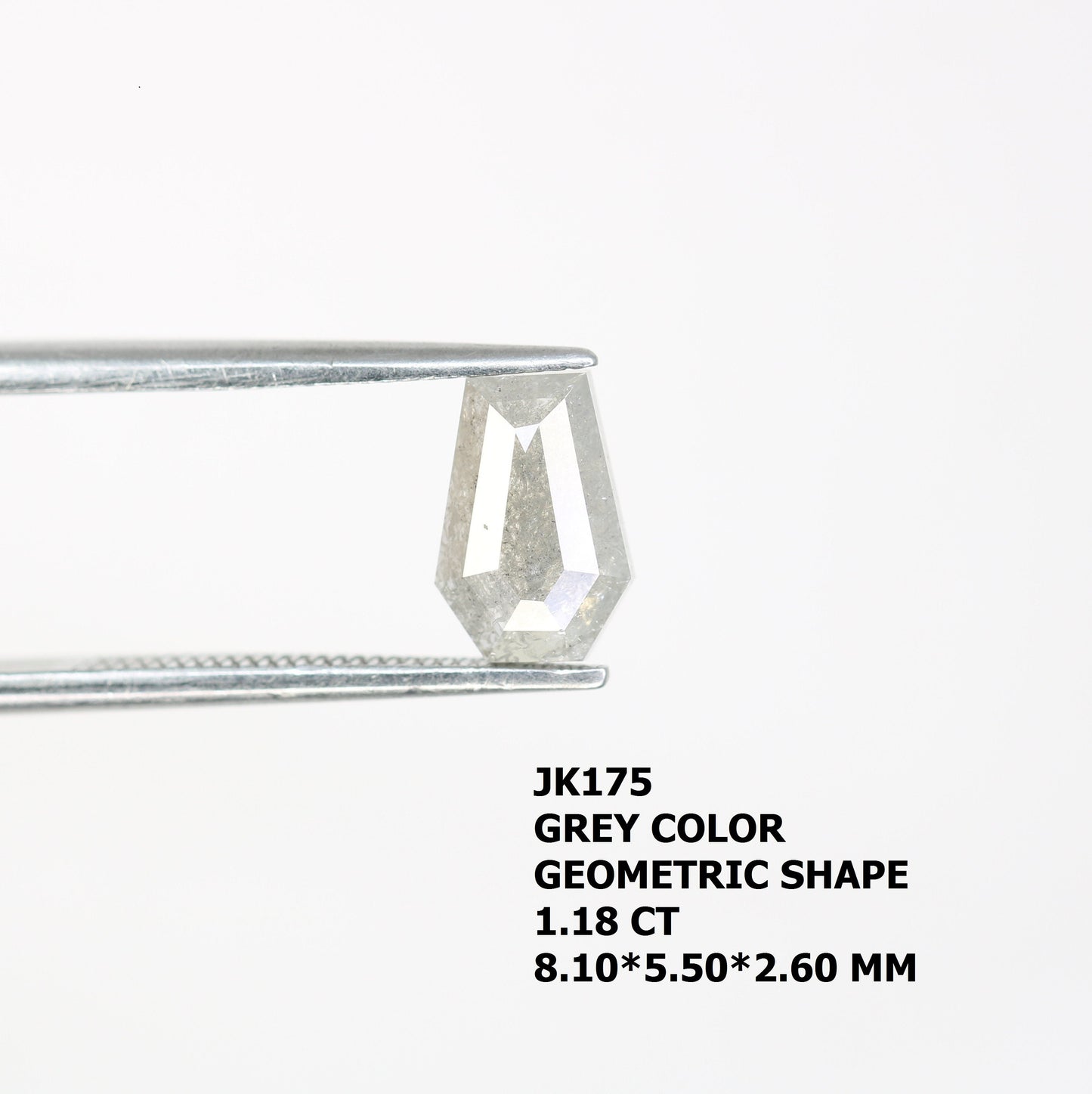 1.18 CT Salt and Pepper Natural Loose Diamond, Coffin Cut For handmade necklace pendant, Fancy Diamond for Engagement Ring Anniversary