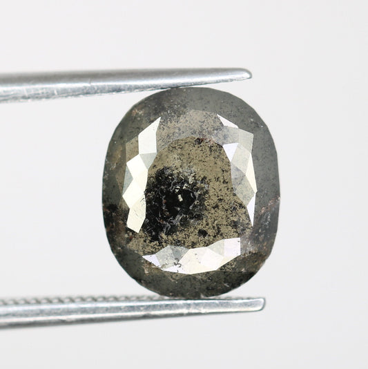 2.67 CT Oval Natural Salt and Pepper Loose Diamond- Wedding Solitaire with Halo, Perfect Gift for Wife or Girlfriend & Unique Jewelry Design
