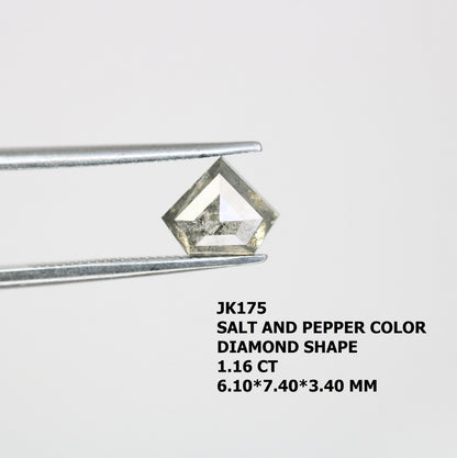 1.16 CT Salt and Pepper Natural Loose Diamond, Pentagon Cut For handmade necklace pendant, Fancy Diamond for Engagement Ring Anniversary