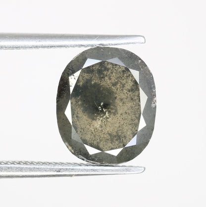 2.67 CT Oval Natural Salt and Pepper Loose Diamond- Wedding Solitaire with Halo, Perfect Gift for Wife or Girlfriend & Unique Jewelry Design