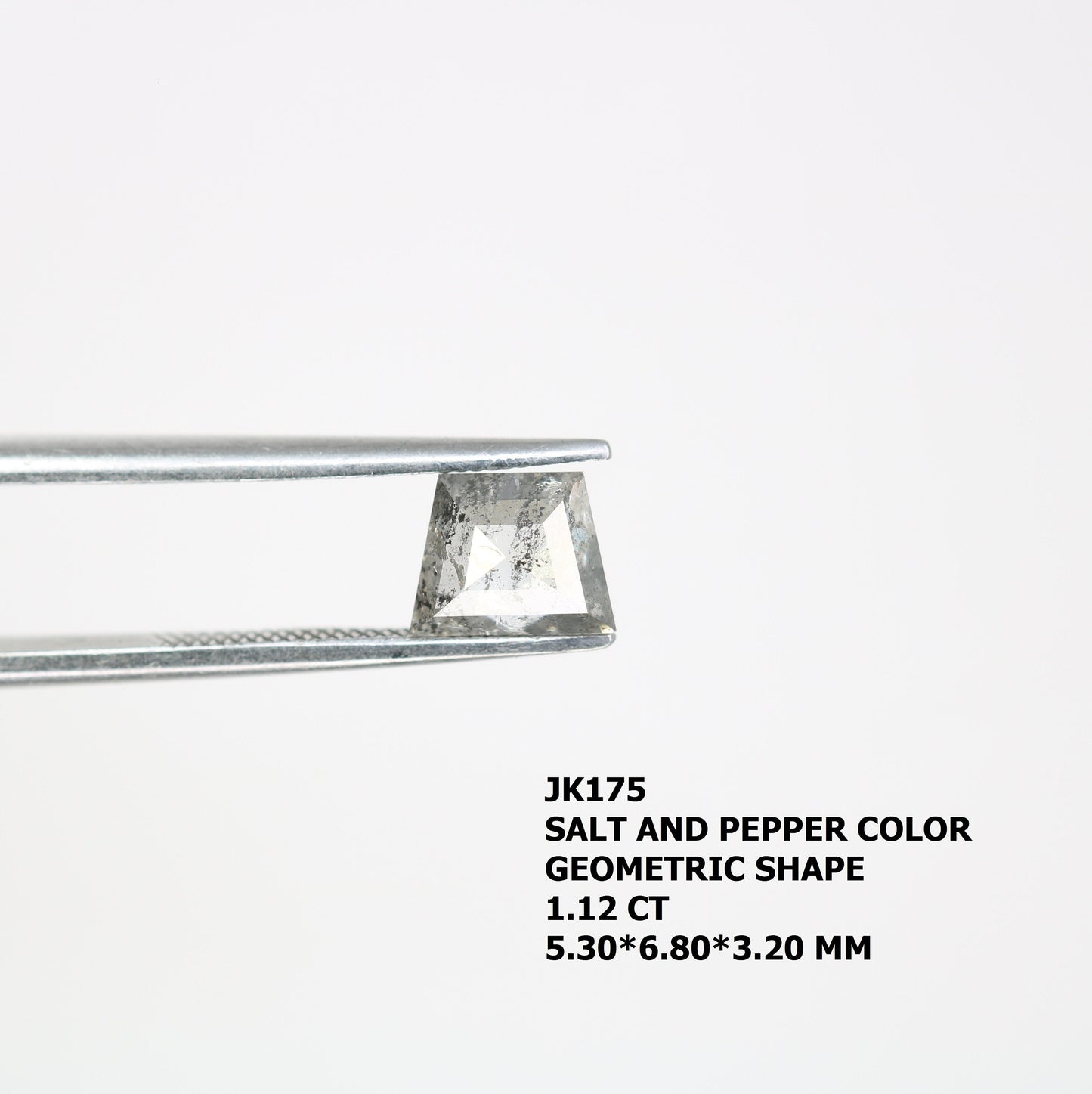 1.12 CT Salt and Pepper Natural Loose Diamond, Geometric Cut For handmade necklace pendant, Fancy Diamond for Engagement Ring Anniversary