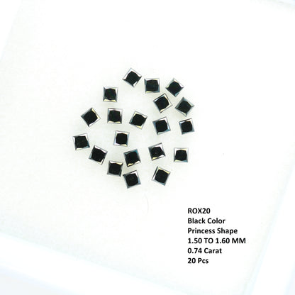 0.74 TCW Loose Black Princess Cut Diamonds For Wedding And Engagement JewelryFor Gold Ring Diamonds