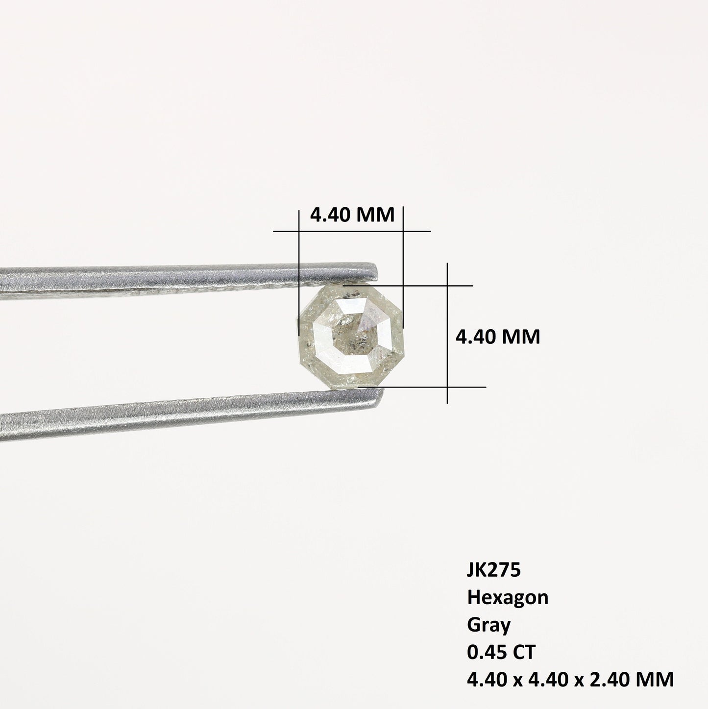 0.45 CT Hexagon Cut Salt and Pepper Diamond - Natural Hexagon Diamond - Salt and Pepper Ring - Gift for Wifey - Gift for mother - jewelry