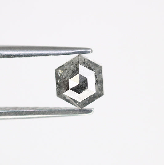 0.80 CT Hexagon Cut Salt and Pepper Diamond - Natural Hexagon Diamond - Salt and Pepper Ring - Gift for Wifey - Gift for mother - jewelry