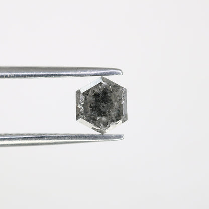 0.80 CT Hexagon Cut Salt and Pepper Diamond - Natural Hexagon Diamond - Salt and Pepper Ring - Gift for Wifey - Gift for mother - jewelry