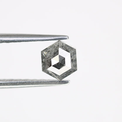 0.80 CT Hexagon Cut Salt and Pepper Diamond - Natural Hexagon Diamond - Salt and Pepper Ring - Gift for Wifey - Gift for mother - jewelry