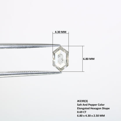 0.69 CT Hexagon Cut Salt and Pepper Diamond - Natural Hexagon Diamond - Salt and Pepper Ring - Gift for Wifey - Gift for mother - jewelry