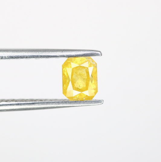 Fancy Yellow Salt and Pepper Emerald Shape Diamond - Natural Loose Emerald Cut Diamond - Emerald Engagement Ring - LABORDAY Offer