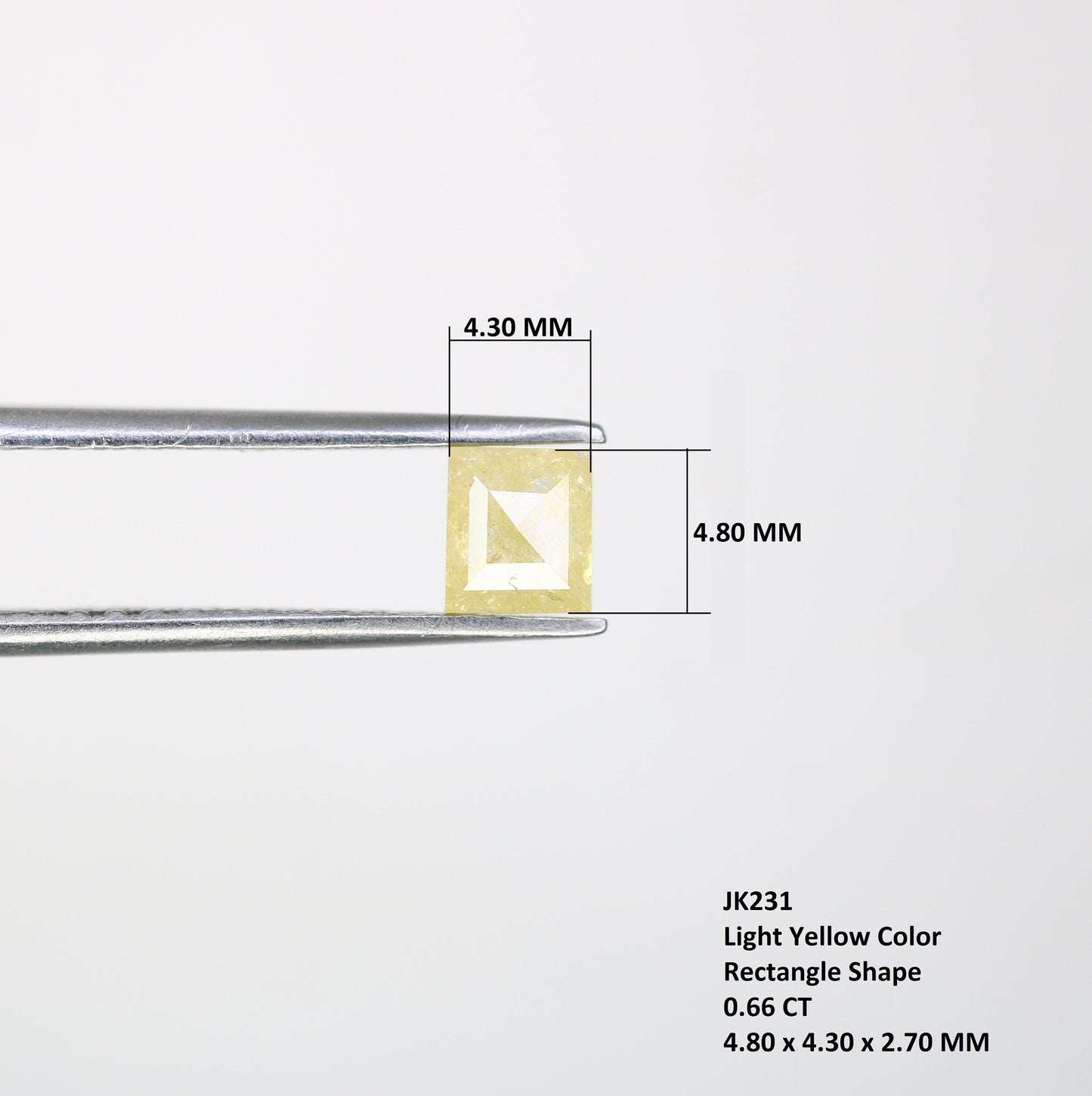 0.66 CT Salt and Pepper Rustic Light Loose Diamond, Rectangle Cut for Handmade Necklace Pendant, Diamond Bracelet Engagement Gold Ring Gift