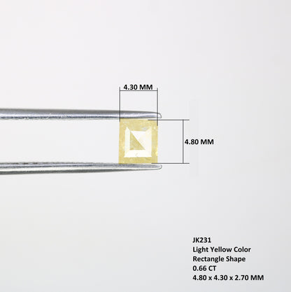 0.66 CT Salt and Pepper Rustic Light Loose Diamond, Rectangle Cut for Handmade Necklace Pendant, Diamond Bracelet Engagement Gold Ring Gift