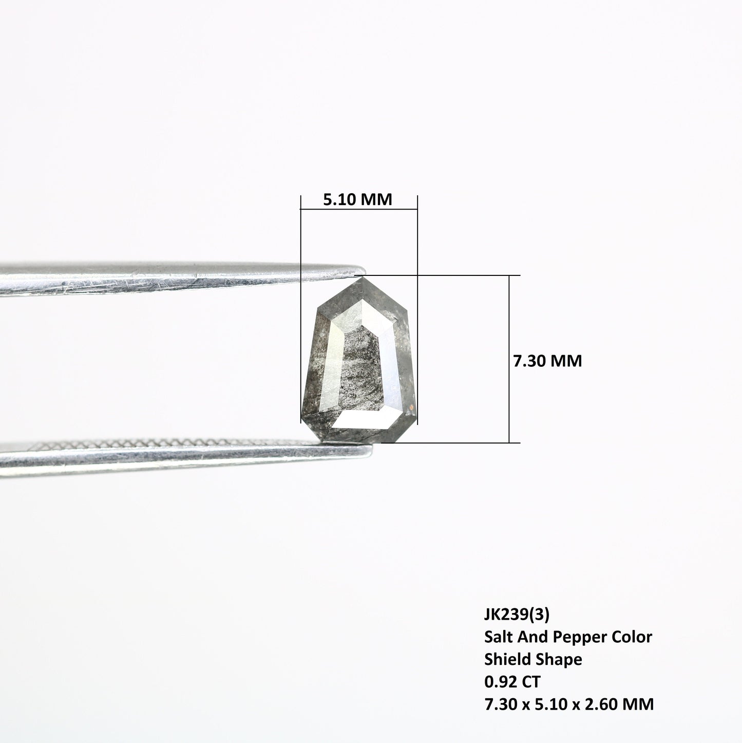 0.92 CT Salt and Pepper Natural Loose Diamond, Shield Cut for Handmade Necklace Pendant, Diamond Bracelet Engagement Gold Ring For Women