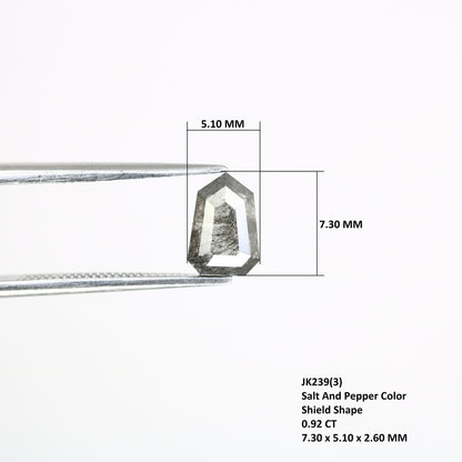 0.92 CT Salt and Pepper Natural Loose Diamond, Shield Cut for Handmade Necklace Pendant, Diamond Bracelet Engagement Gold Ring For Women