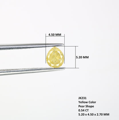 0.54ct Rustic Yellow Loose Pear Diamond For Engagement RingFor Gold Ring Diamonds