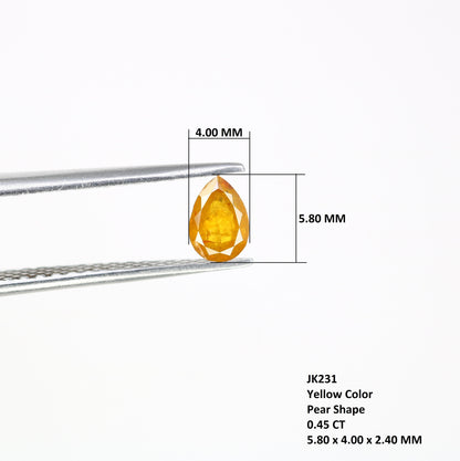 0.45ct Loose Yellow Pear Rustic Diamond For Engagement RingFor Gold Ring Diamonds