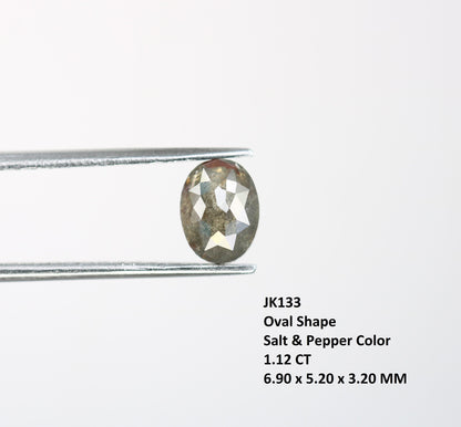 1.12 CT Rose Cut Oval Salt and Pepper Diamond - Perfect for Gold Rings & Elegant, Unique Jewelry Designs