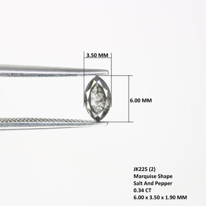 0.34 CT Marquise Shape Salt And Pepper Diamond | Natural Loose Black/Grey Diamonds For Weeding & Earring | For pendant | For Bracelet