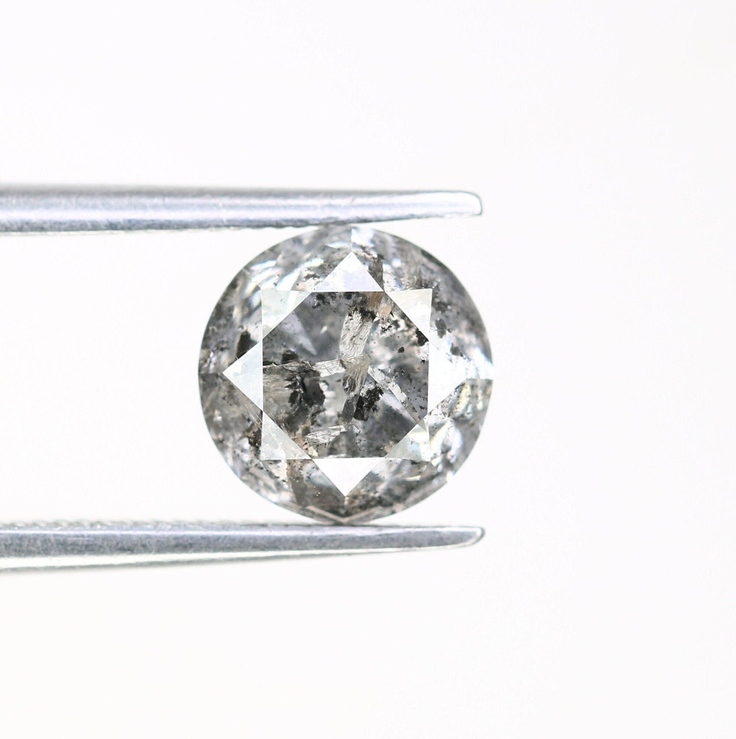 1.86 Carat Round Loose Brilliant Cut Salt and Pepper Rustic Diamond Ring | Unique Brilliant Cut Diamond Jewelry | Perfect Gift for Her