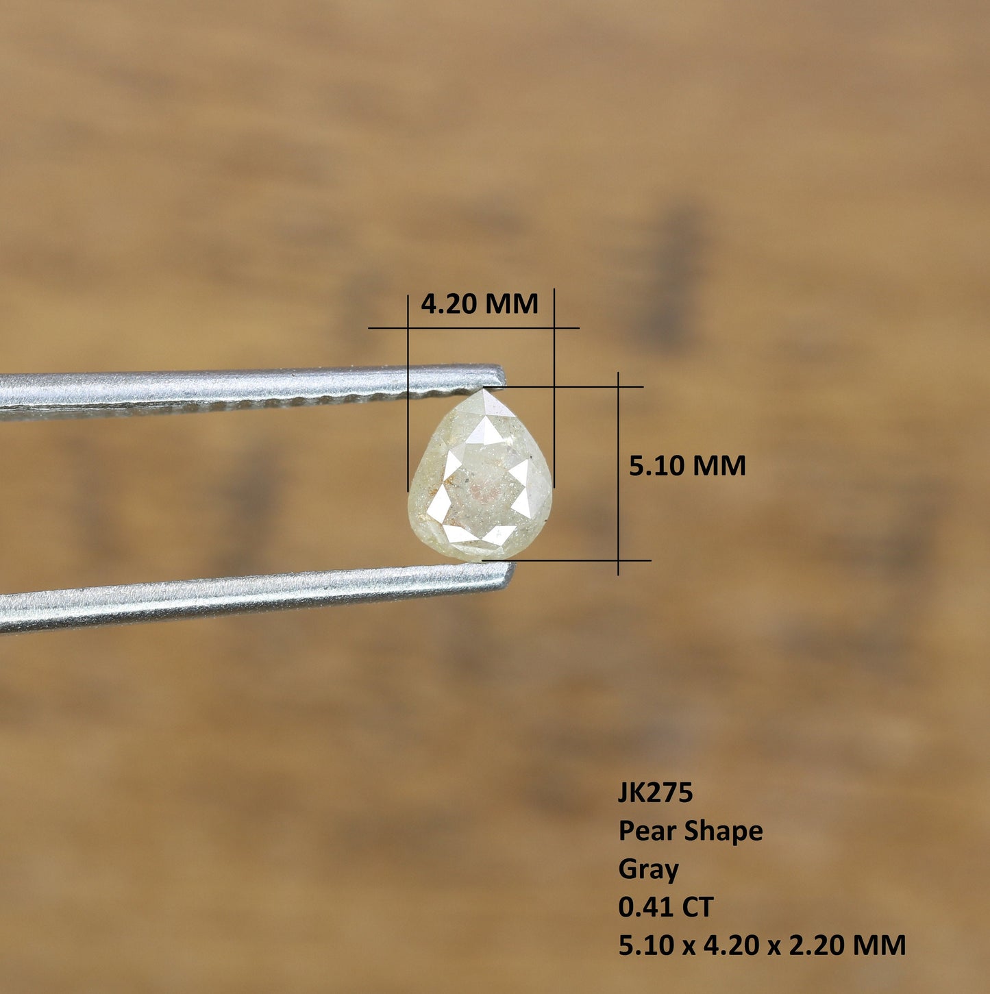 0.41 CT Polished Pear Shape Natural Grey Loose Diamond For Engagement Ring | Pear Halo Ring | Pear Prongs Set Ring | Custom Made Ring