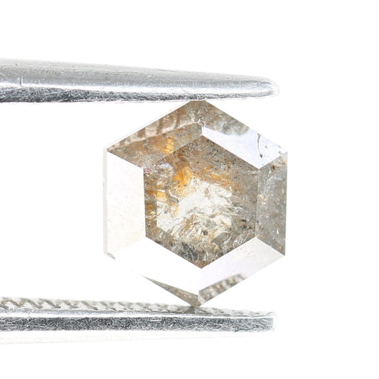 0.82 CT Hexagon Cut Salt and Pepper Diamond - Natural Hexagon Diamond - Salt and Pepper Ring - Gift for Wifey - Gift for mother - jewelry