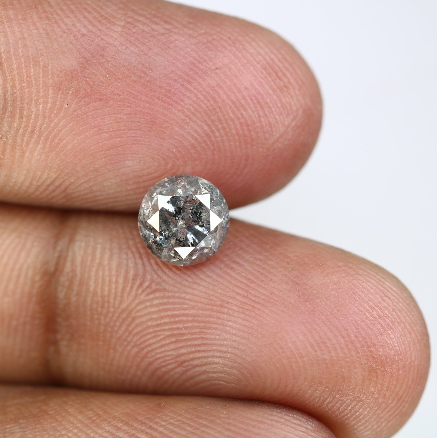 1.86 Carat Round Loose Brilliant Cut Salt and Pepper Rustic Diamond Ring | Unique Brilliant Cut Diamond Jewelry | Perfect Gift for Her