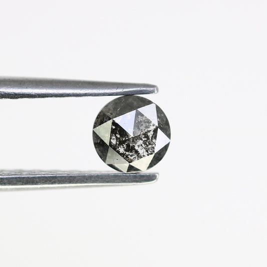 0.37 CT Rose Cut Round Black Salt And Pepper Real Diamond For Engagement/Wedding RingFor Gold Ring Diamonds