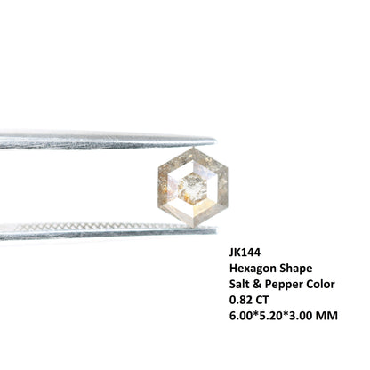 0.82 CT Hexagon Cut Salt and Pepper Diamond - Natural Hexagon Diamond - Salt and Pepper Ring - Gift for Wifey - Gift for mother - jewelry