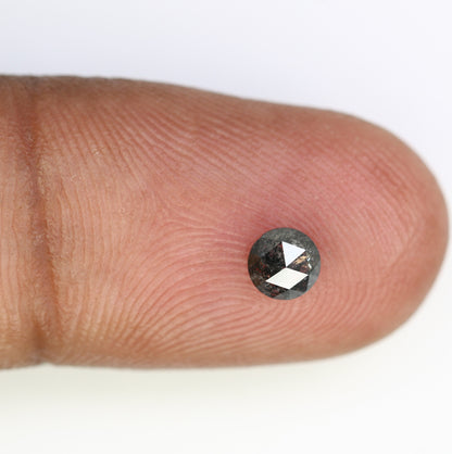 0.37 CT Rose Cut Round Black Salt And Pepper Real Diamond For Engagement/Wedding RingFor Gold Ring Diamonds