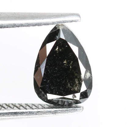 Intriguing & Edgy Pear-Shaped Black Diamond Engagement Ring