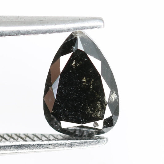 Intriguing & Edgy Pear-Shaped Black Diamond Engagement Ring