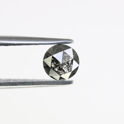 0.37 CT Rose Cut Round Black Salt And Pepper Real Diamond For Engagement/Wedding RingFor Gold Ring Diamonds