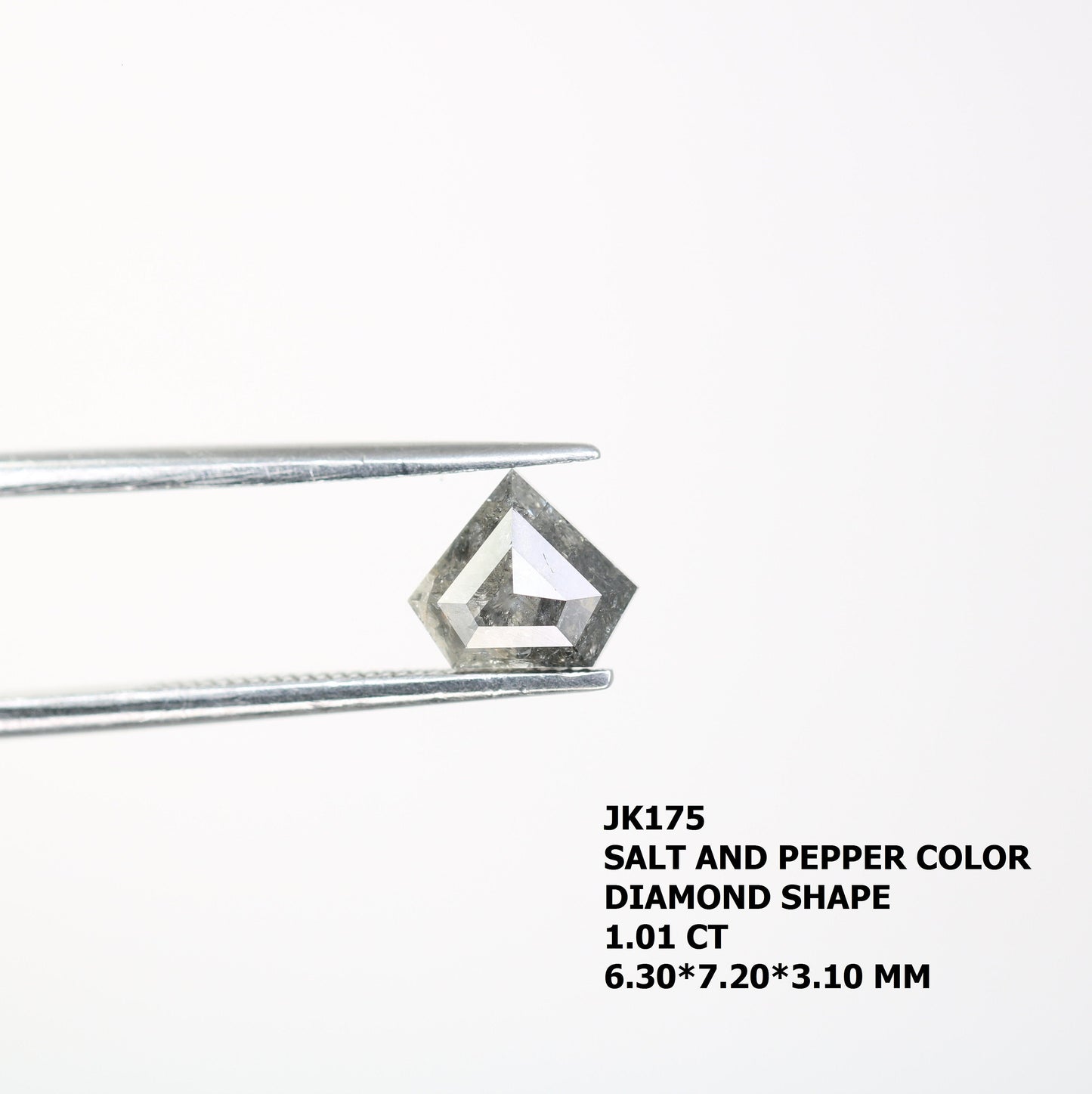 1 CT Salt and Pepper Natural Loose Diamond, Shield Cut For handmade necklace pendant, Fancy Diamond for Engagement Ring Anniversary Diamonds