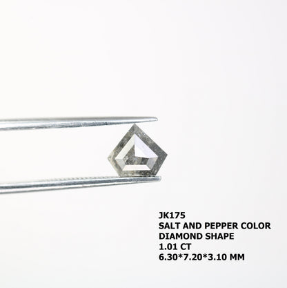 1 CT Salt and Pepper Natural Loose Diamond, Shield Cut For handmade necklace pendant, Fancy Diamond for Engagement Ring Anniversary Diamonds