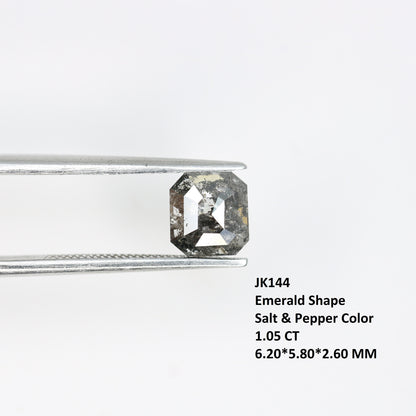 1.CT Salt and Pepper Emerald Shape Diamond - Natural Loose Emerald Cut Diamond - Emerald Engagement Ring - LABORDAY Offer