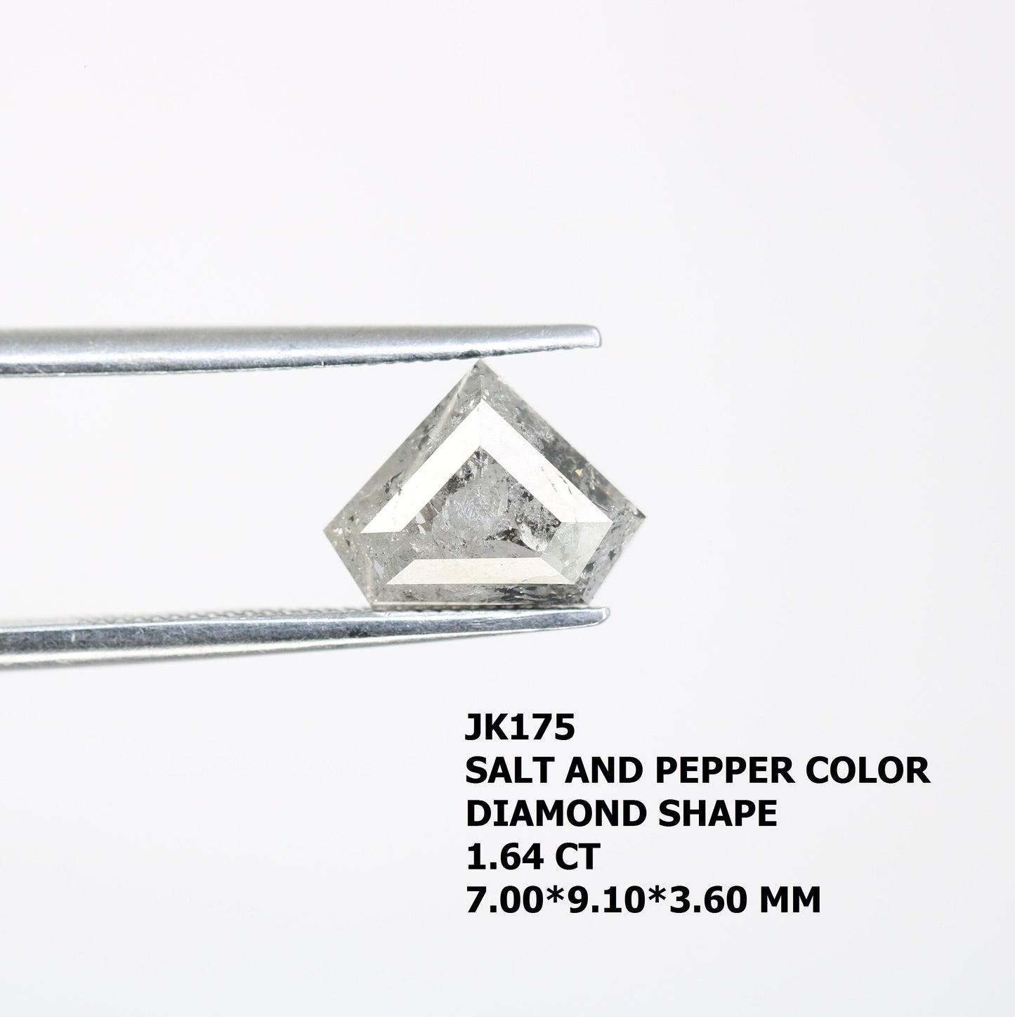 1.64 CT Salt and Pepper Natural Loose Diamond, Pentagon Cut For handmade necklace pendant, Fancy Diamond for Engagement Ring Anniversary