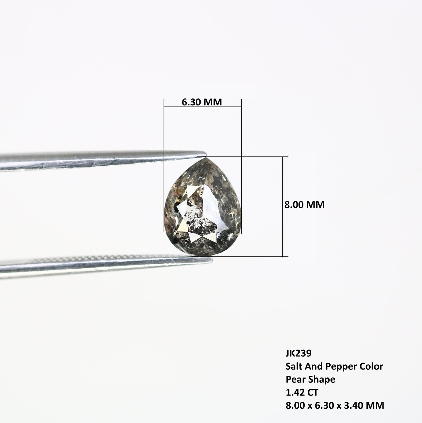 1.42 CT Galaxy Natural Salt and Pepper Pear Cut Diamond | Loose Real Gem for Wedding Pendant | Perfect Gift for Wife or Girlfriend