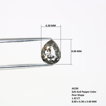 1.42 CT Galaxy Natural Salt and Pepper Pear Cut Diamond | Loose Real Gem for Wedding Pendant | Perfect Gift for Wife or Girlfriend