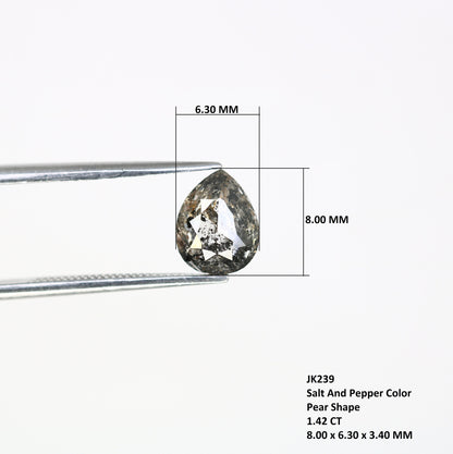 1.42 CT Galaxy Natural Salt and Pepper Pear Cut Diamond | Loose Real Gem for Wedding Pendant | Perfect Gift for Wife or Girlfriend