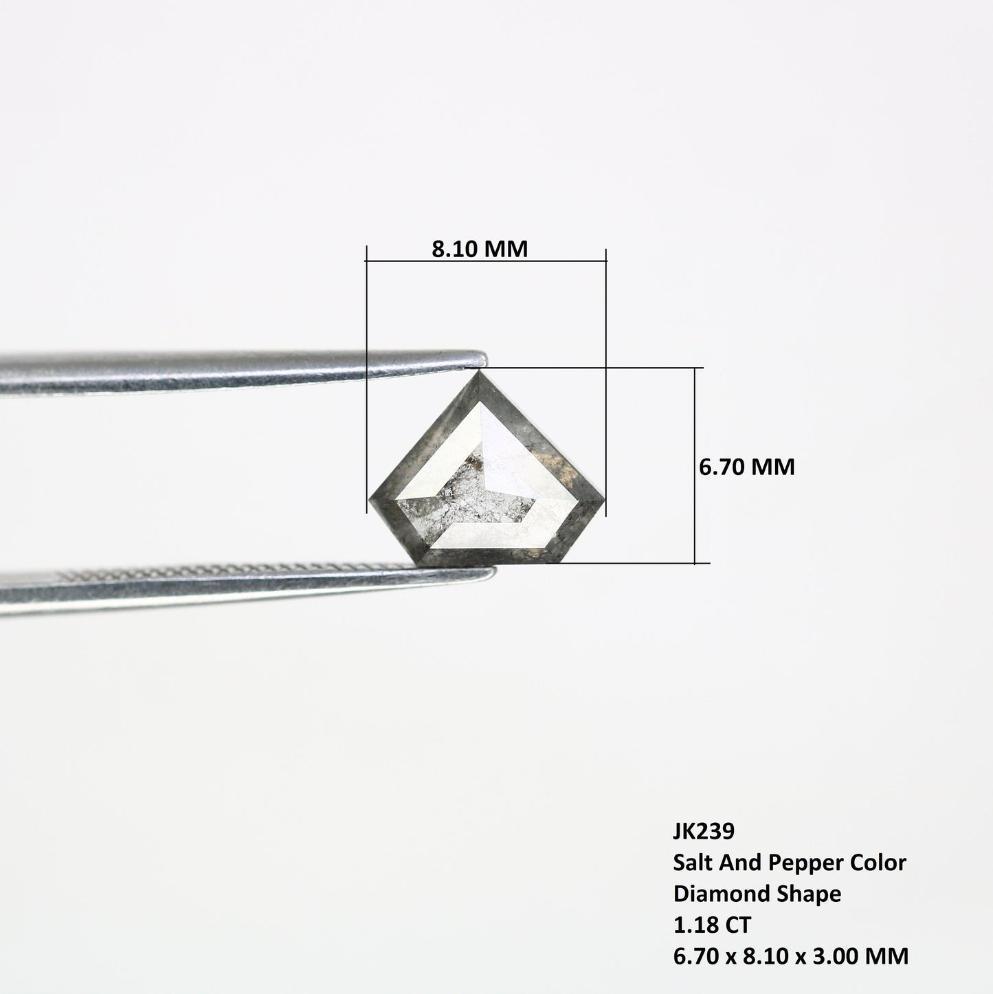 1.18 CT Salt and Pepper Natural Loose Diamond, Pentagon Cut for Handmade Necklace Pendant, Diamond Bracelet Engagement Gold Ring For Women
