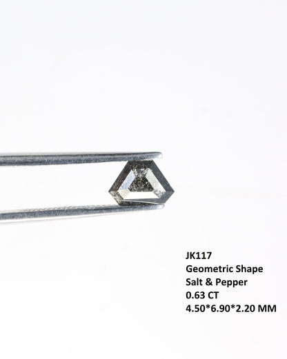 0.63 CT Salt and Pepper Natural Loose Diamond, Geometric Cut For handmade necklace pendant, diamond bracelet Wedding & Engagement Gold Ring