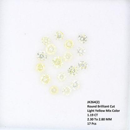 1.19 Carat Loose Light Yellow Mix Round Brilliant Cut Natural Diamond for Engagement Rings | Ideal for Custom Gold Jewelry Designs