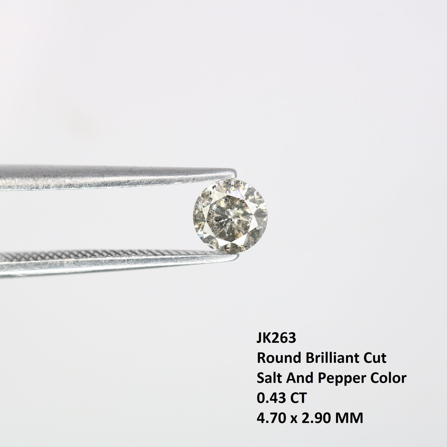 0.43 Carat Salt and Pepper Round Brilliant Diamond for Engagement Rings | Perfect Anniversary, Engagement, Birthday, or Wedding Gift