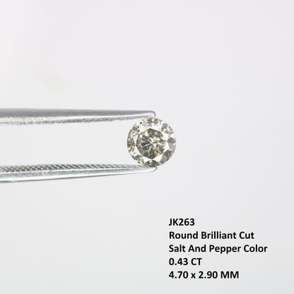 0.43 Carat Salt and Pepper Round Brilliant Diamond for Engagement Rings | Perfect Anniversary, Engagement, Birthday, or Wedding Gift