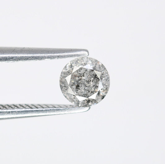 0.37 Carat 4.50 mm Round Brilliant Cut Salt and Pepper Loose Diamond for Engagement Rings | Ideal for Custom Gold Jewelry Designs