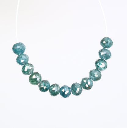 3.25 CT Blue Diamond Beads | Premium Faceted Loose Gems for Artisan Jewelry | Ideal for Vintage Crystal Necklaces & Creative DIY Projects