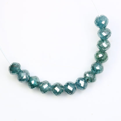 3.25 CT Blue Diamond Beads | Premium Faceted Loose Gems for Artisan Jewelry | Ideal for Vintage Crystal Necklaces & Creative DIY Projects