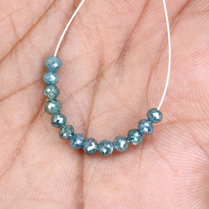 3.25 CT Blue Diamond Beads | Premium Faceted Loose Gems for Artisan Jewelry | Ideal for Vintage Crystal Necklaces & Creative DIY Projects