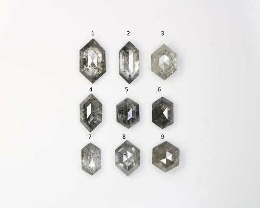 Hexagon Cut Loose Salt and Pepper Diamond | Natural Grey and Black Diamonds for Engagement and Wedding Rings | Unique Gift Gemstones