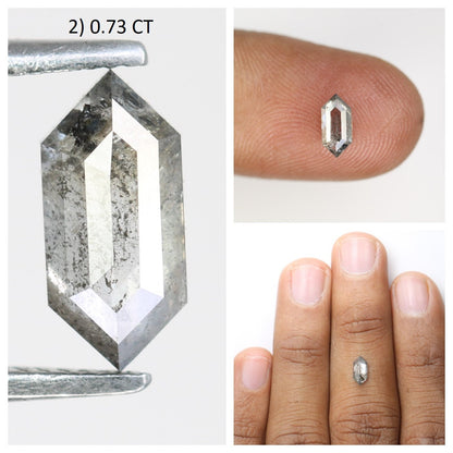 Hexagon Cut Loose Salt and Pepper Diamond | Natural Grey and Black Diamonds for Engagement and Wedding Rings | Unique Gift Gemstones